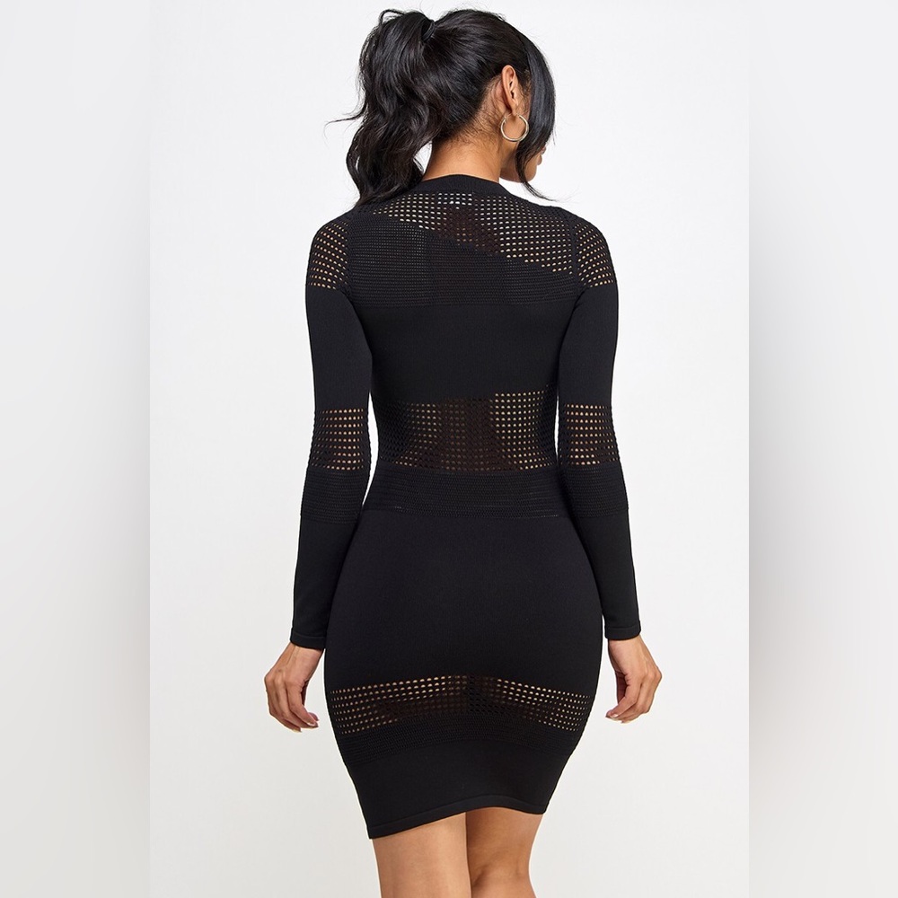 Black Sweater Cutout Sweater Dress - Picture 2 of 8